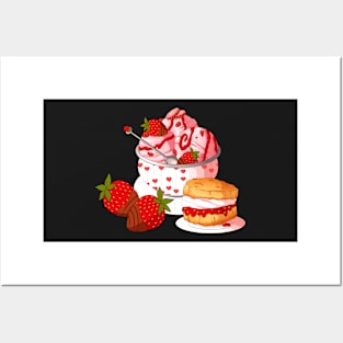 Strawberries and Cream Snacks Posters and Art